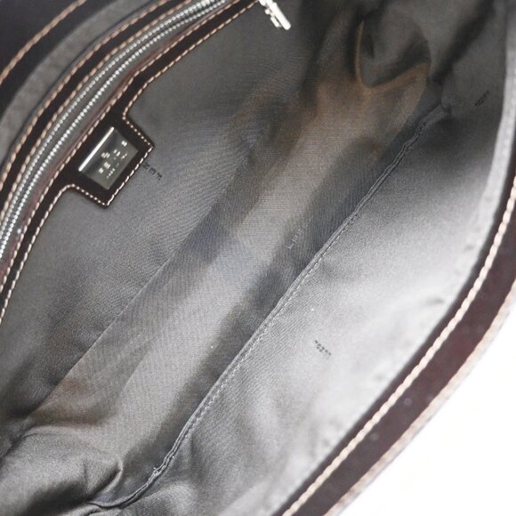 FENDI Logo Zucca Pattern Shoulder Bag Canvas Leather Beige SHW Italy 358-082025 - Picture 12 of 16